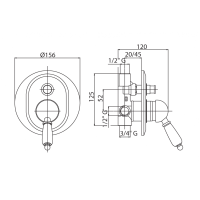 Встраиваемый смеситель для душа с переключателем CEZARES ELITE-VDIM-03/24-Nc