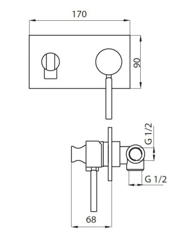 Смеситель с гигиеническим душем однорычажный Cezares APHRODITE-DIF-02-L