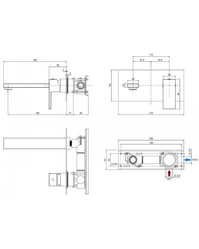 Смеситель для раковины встраиваемый CEZARES UNIKA-BLI1-01