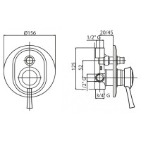Встраиваемый однорычажный смеситель для душа с переключателем Cezares GIUBILEO-VDIM-01