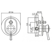 Встраиваемый однорычажный смеситель для душа с переключателем Cezares GIUBILEO-VDIM-01