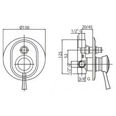 Встраиваемый однорычажный смеситель для душа с переключателем Cezares GIUBILEO-VDIM-01