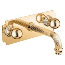 Встраиваемый смеситель на раковину золото 24 карата, ручки металл Cezares Olimp OLIMP-BLS2-03/24-M