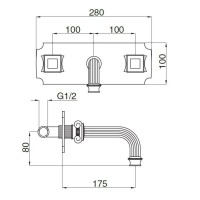 Встраиваемый смеситель на раковину бронза, ручки swarovski Cezares Olimp OLIMP-BLS2-02-Sw