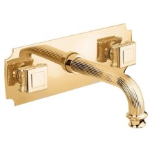 Встраиваемый смеситель на раковину золото 24 карата, ручки металл Cezares Olimp OLIMP-BLS2-03/24-O