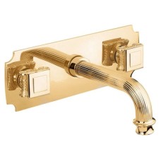Встраиваемый смеситель на раковину золото 24 карата, ручки металл Cezares Olimp OLIMP-BLS2-03/24-O