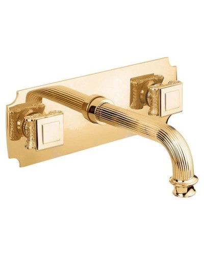 Встраиваемый смеситель на раковину золото 24 карата, ручки металл Cezares Olimp OLIMP-BLS2-03/24-O