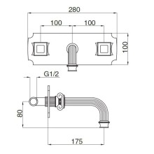 Встраиваемый смеситель на раковину бронза, ручки металл Cezares Olimp OLIMP-BLS2-02-O