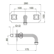 Встраиваемый смеситель на раковину бронза, ручки металл Cezares Olimp OLIMP-BLS2-02-O