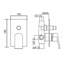 Встраиваемый однорычажный смеситель для душа Cezares TIRRENO-VDIM-01