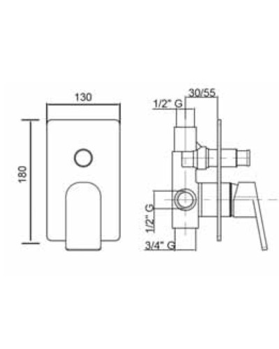 Встраиваемый однорычажный смеситель для душа Cezares TIRRENO-VDIM-01