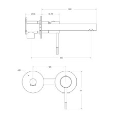 Смеситель для раковины встраиваемый с внутренней частью, без донного клапана CEZARES RELAX-BLI2-2-NOP-W0