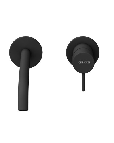 Смеситель для раковины встраиваемый однорычажный с тонкой ручкой CEZARES LEAF-BLI2-L-NOP черный матовый