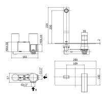 Смеситель для раковины встраиваемый однорычажный, излив 15 см CEZARES EFFECT-BLI-15-01