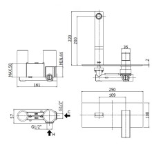 Смеситель для раковины встраиваемый однорычажный, излив 15 см CEZARES EFFECT-BLI-15-01
