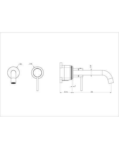 Смеситель для раковины встраиваемый WONZON & WOGHAND, Черный матовый (WW-88869017-MB)
