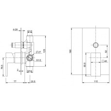 Встраиваемый смеситель для душа с переключателем на 2 выхода CEZARES UNIKA-VDIM-02