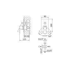 Встраиваемый однорычажный смеситель для душа с переключателем CEZARES PORTA-VDIM-NOP
