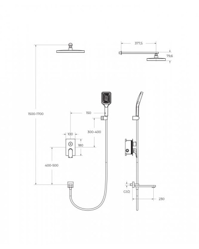 Душевой комплект встраиваемый с изливом BelBagno DUE-VDSET-CRM