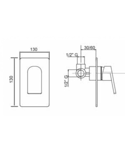 Встраиваемый однорычажный смеситель для душа Cezares JUMP-DIM-01