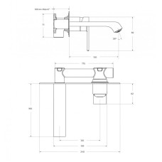 Смеситель для раковины без донного клапана встраиваемый BelBagno AURORA-BLVM-CRM-W0