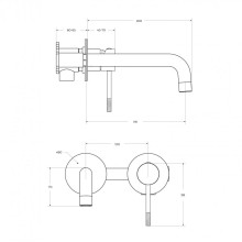 Смеситель для раковины встраиваемый с внутренней частью, без донного клапана CEZARES RELAX-BLI2-1-BORO-W0