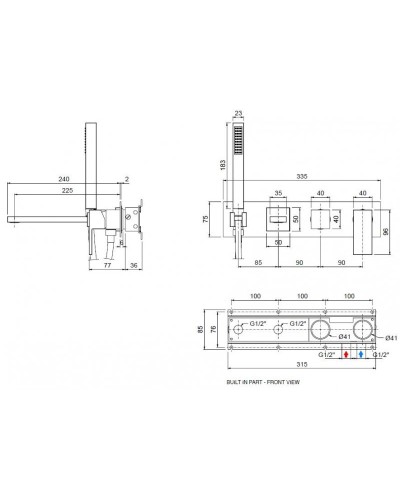 Встраиваемый смеситель для ванны и душа CEZARES UNIKA-VDM2-01