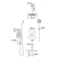Душевая система с дивиатором для верхнего и ручного душа, потолочный верхний душ CEZARES CZR-B-DSIS-01