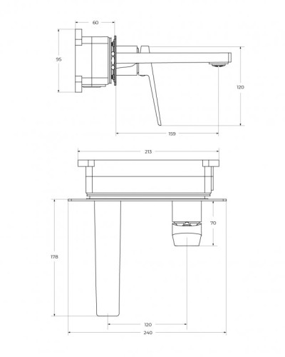 Смеситель для раковины без донного клапана встраиваемый BelBagno ARDENTE-BLVM-CRM-W0