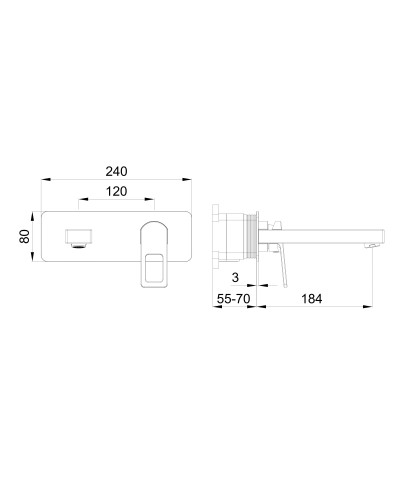 Смеситель для раковины встраиваемый WONZON & WOGHAND, Темный графит (WW-88869010-BGM)