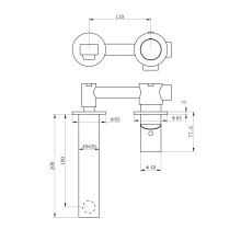 Смеситель для раковины встраиваемый WONZON & WOGHAND, Темный графит (WW-105-BGG)