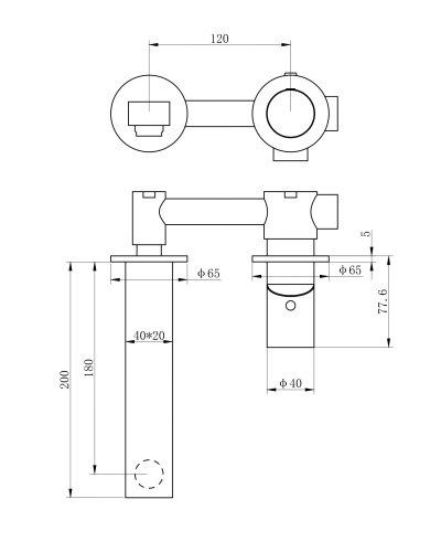 Смеситель для раковины встраиваемый WONZON & WOGHAND, Темный графит (WW-105-BGG)