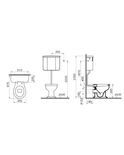 Чаша унитаза для высокого бачка Vitra Efes 6233B003-0075
