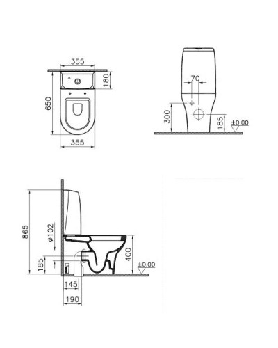 Унитаз-моноблок с сиденьем микролифт и с механизмом смыва Geberit Vitra Zentrum 9012B003-7200