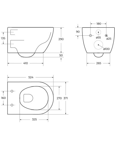 Унитаз биде Cezares Comfort CZR-191-TH/BS подвесной без сиденья