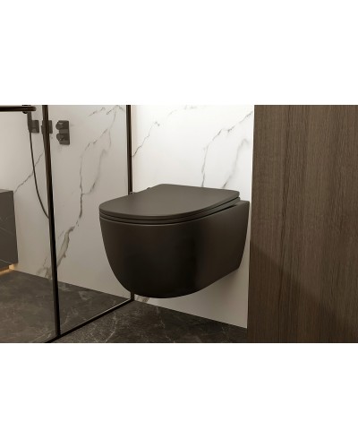 Унитаз Abber Bequem AC1104MB подвесной Черный матовый с сиденьем Микролифт