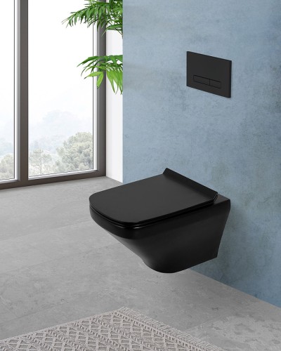 Унитаз BelBagno Sela BB3201CHR-MB/BB3201SC-MB подвесной Черный матовый с сиденьем Микролифт