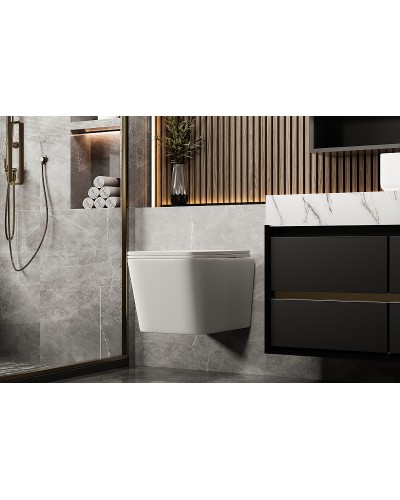 Унитаз Abber Rechteck AC1201MW подвесной Белый матовый с сиденьем Микролифт