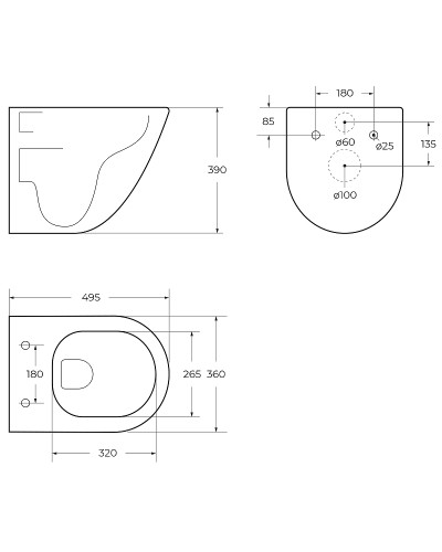 Унитаз BelBagno Amanda-Tor BB051CH-TOR-FC подвесной без сиденья