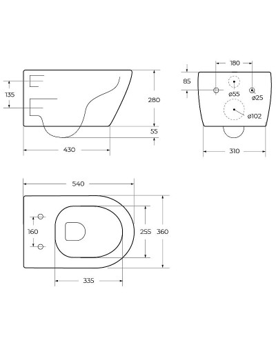 Унитаз Cezares Molveno CZR-2468-TH-R/CZR-2011-SC подвесной с сиденьем Микролифт