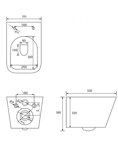 Унитаз Abber Rechteck AC1201T подвесной с сиденьем Микролифт