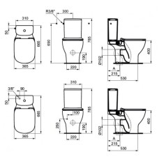 Бачок с двойным сливом 3/4,5л Ideal Standard Tesi T356801