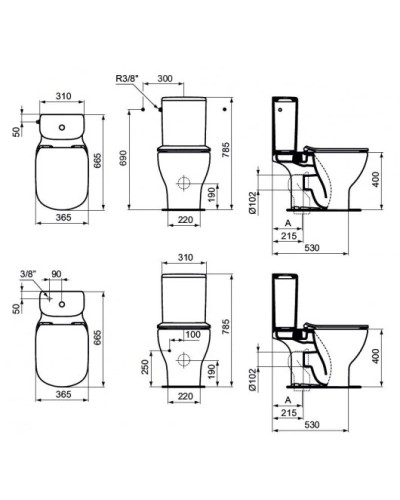 Бачок с двойным сливом 3/4,5л Ideal Standard Tesi T356801
