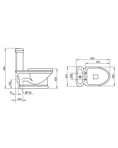 Бачок с двойным сливом 3/6л Cezares Primo CZR-240-T