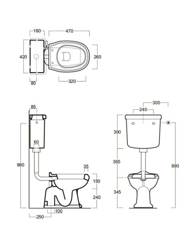 Бачок для низкой трубы Simas Arcade AR812Bbi