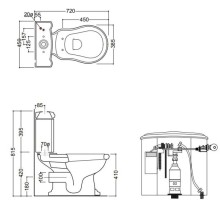 Бачок для унитаза с боковым отверстием для ручки смыва Kerasan Retro 107101