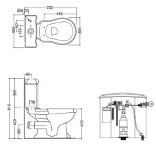 Бачок для унитаза с боковым отверстием для ручки смыва Kerasan Retro 107101