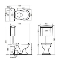 Бачок низкий для унитаза с боковым отверстием для ручки смыва Kerasan Retro 107201
