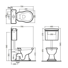 Бачок низкий для унитаза с боковым отверстием для ручки смыва Kerasan Retro 107201
