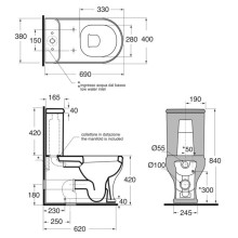 Бачок для унитаза Azzurra Charme CHA400/MBLbi